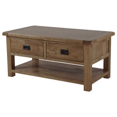 Sherwood Dark Solid Oak 2 Drawer Coffee Table
